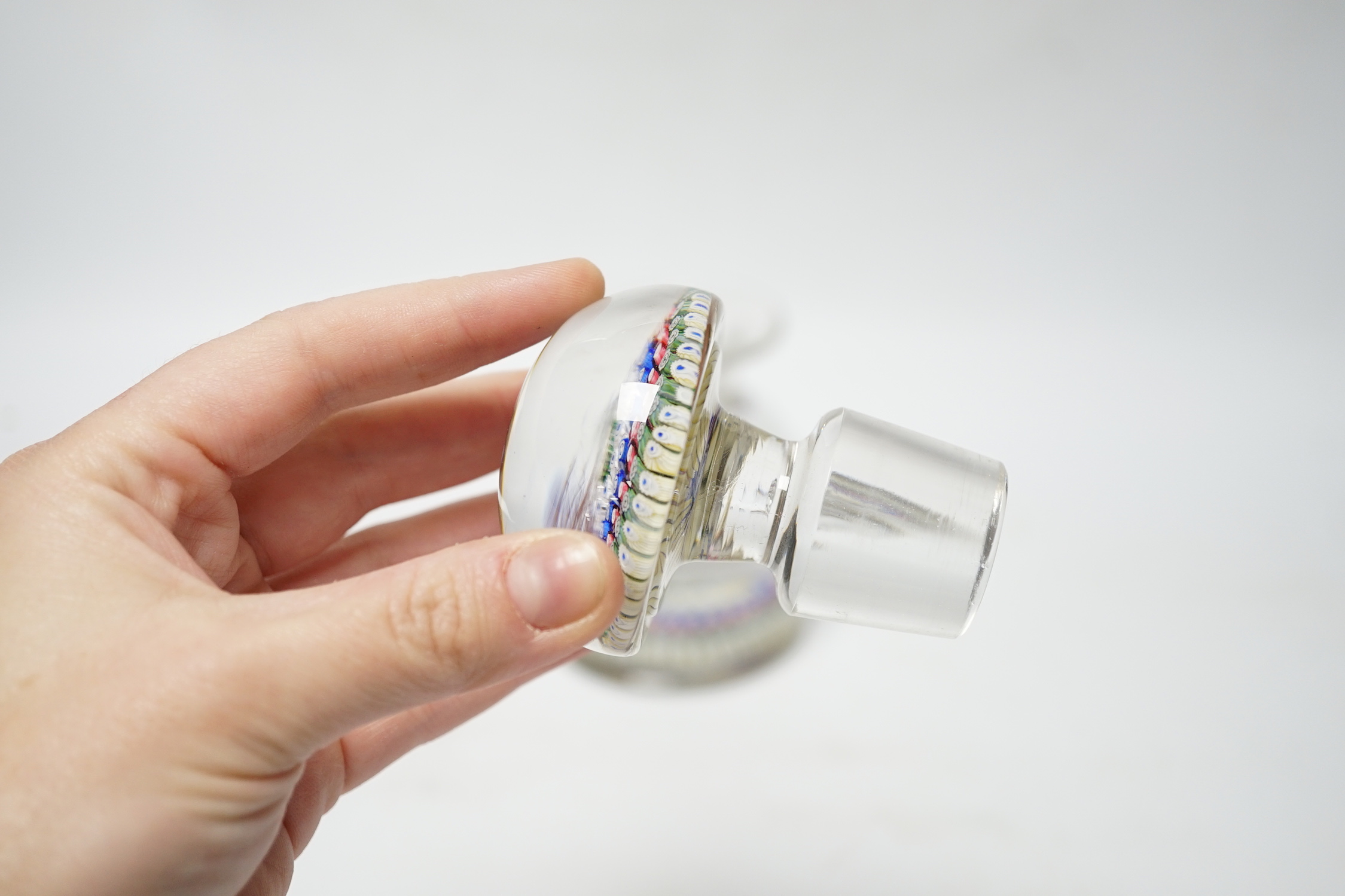 A Bohemian millefiori glass ink bottle and stopper, circa 1900